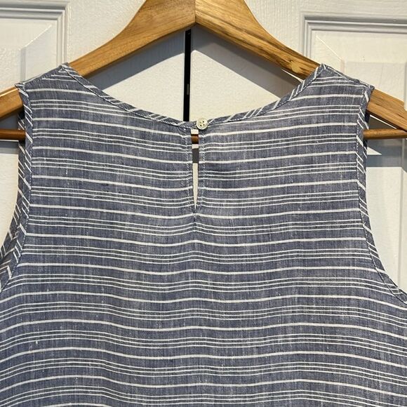Lord&Taylor‎ Blue/White Striped Sleeveless Linen Top Size L - Picture 6 of 10